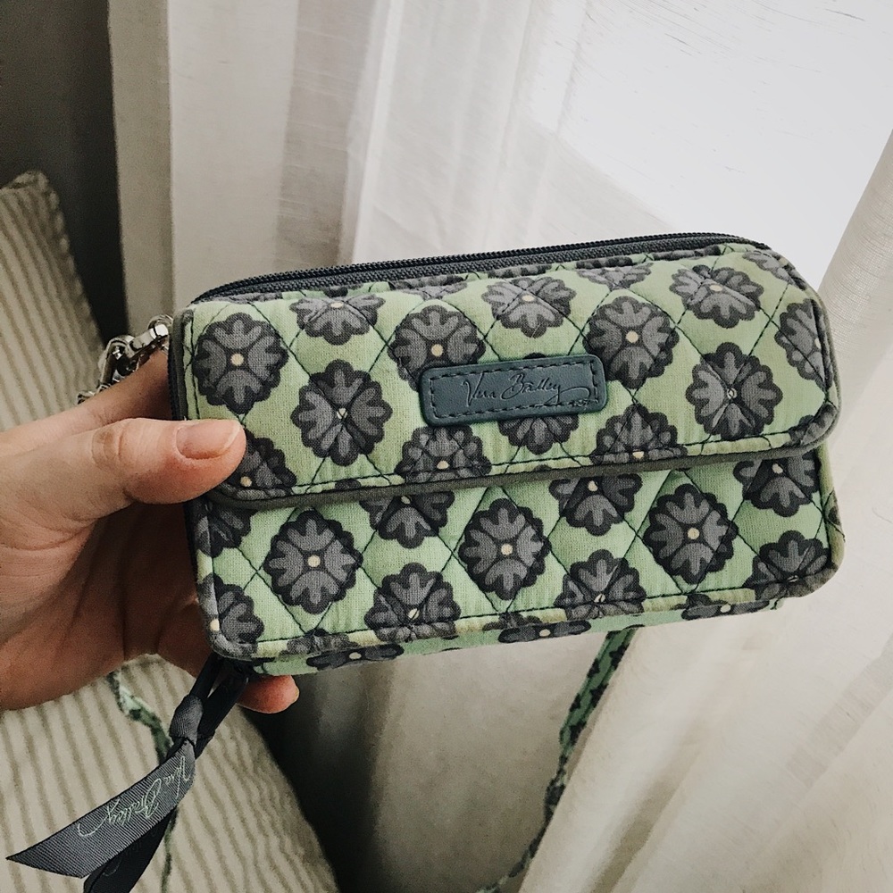 green & purple floral vera bradley crossbody purse